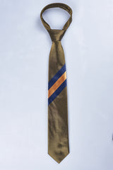 Corbata Oliva Franja Marino Mostaza