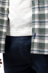 Camisa Viella Crema Gris Slim Fit