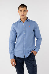 Camisa Micro Estructura Marino