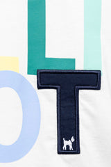 Camiseta Logo Bordado Multicolor Blanca