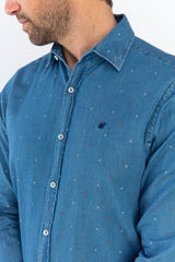 Camisa Denim Estampada Flor