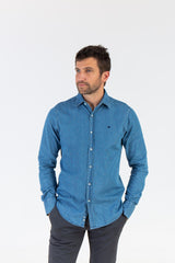 Camisa Denim Estampada Flor