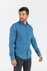 Camisa Denim Estampada Flor