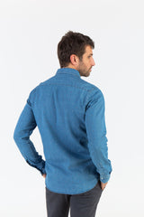 Camisa Denim Estampada Flor