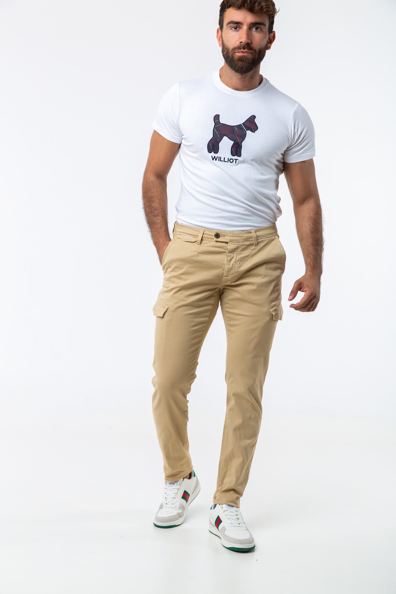 Pantalón Cargo Slim Beige