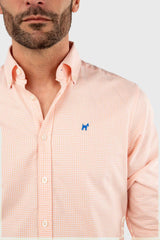Camisa Micro Vichy Naranja Slim Fit