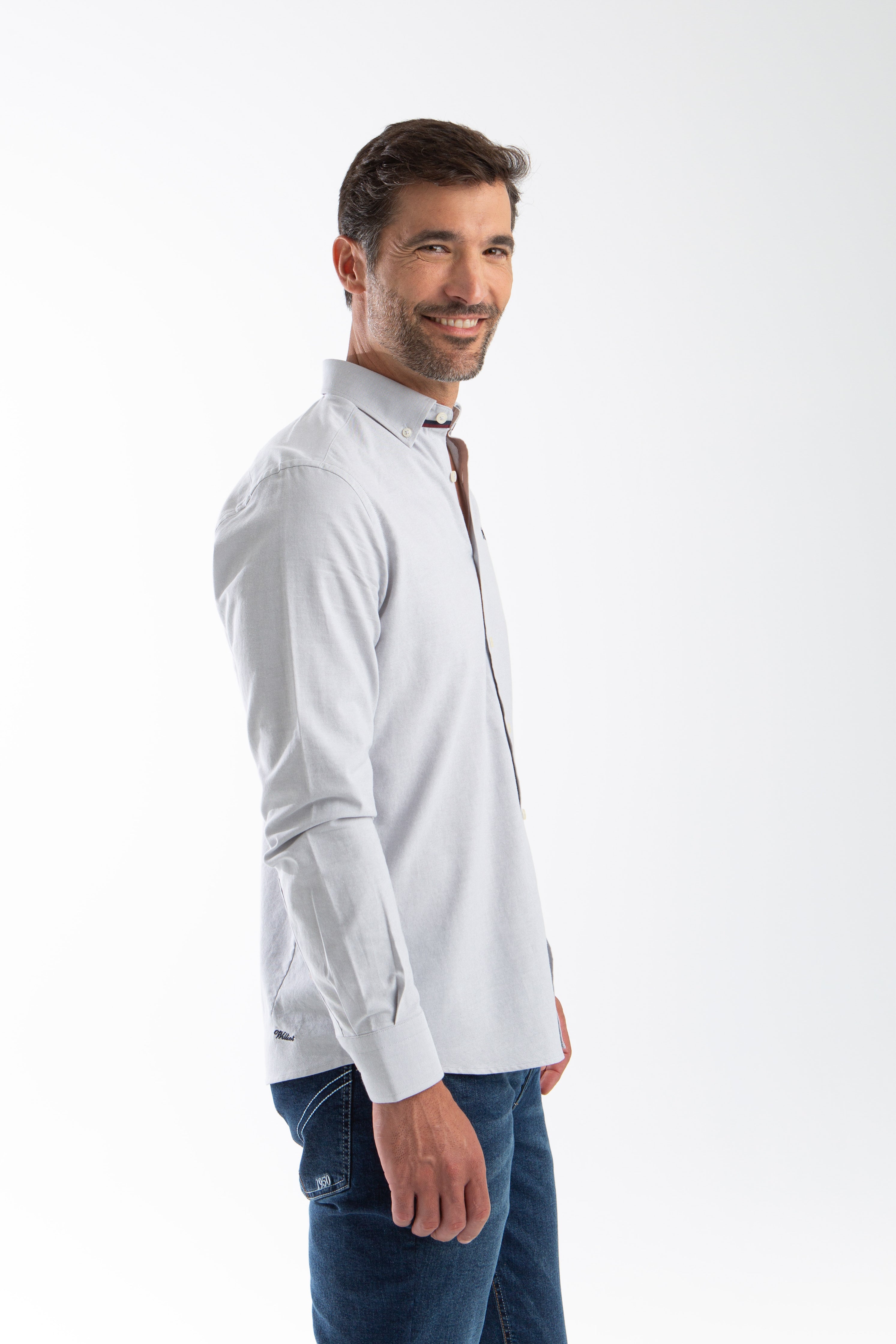 Camisa Oxford Gris Slim Fit