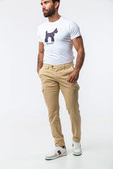 Pantalón Cargo Slim Beige