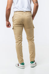 Pantalón Cargo Slim Beige