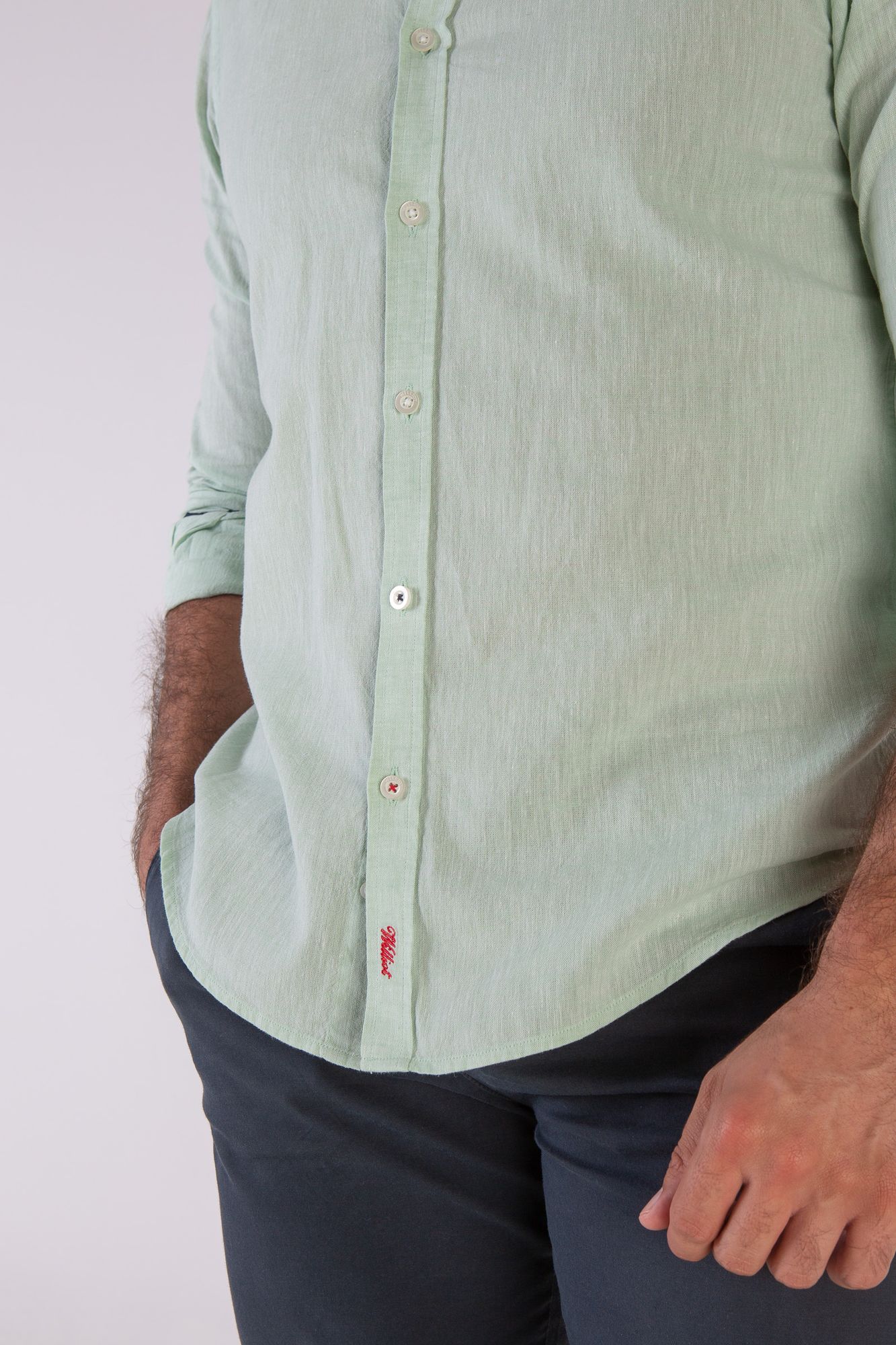 Camisa Lino Verde Agua