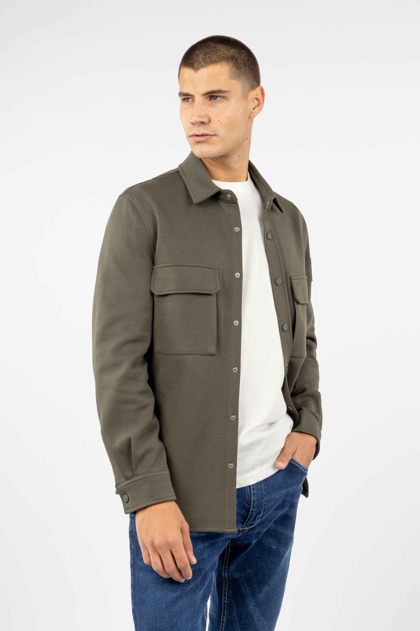 Sobrecamisa Tejido Técnico Verde Militar