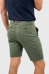 Bermuda Verde Khaki Con Cinturón Étnico
