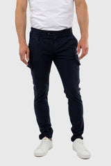 Pantalón Cargo Lino Azul Marino