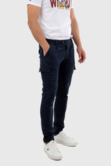 Pantalón Cargo Lino Azul Marino