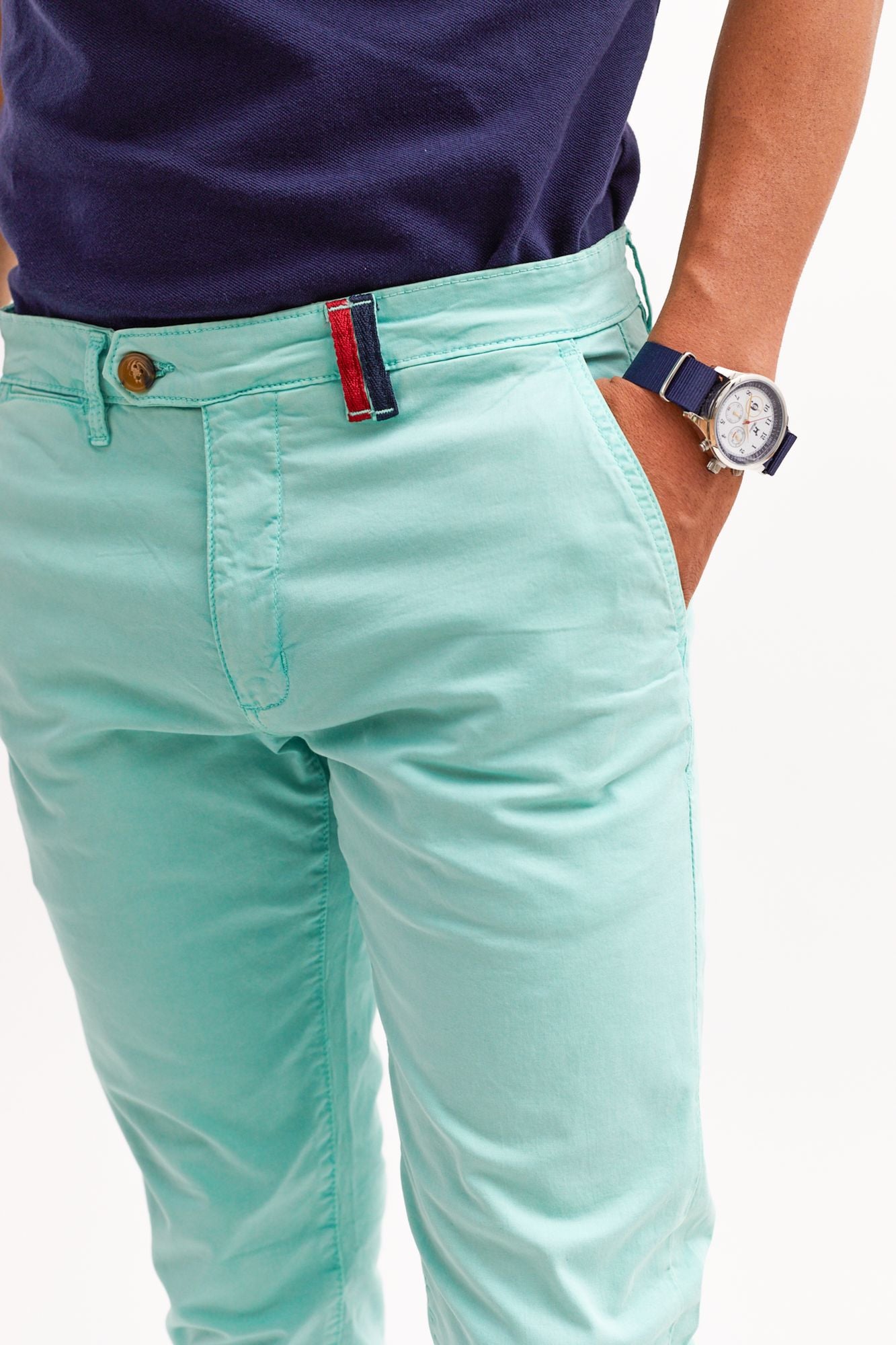 Pantalón Chino Slim Turquesa