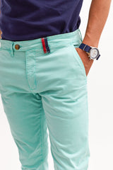 Pantalón Chino Slim Turquesa