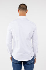 Camisa Oxford Blanco Acabado Brush