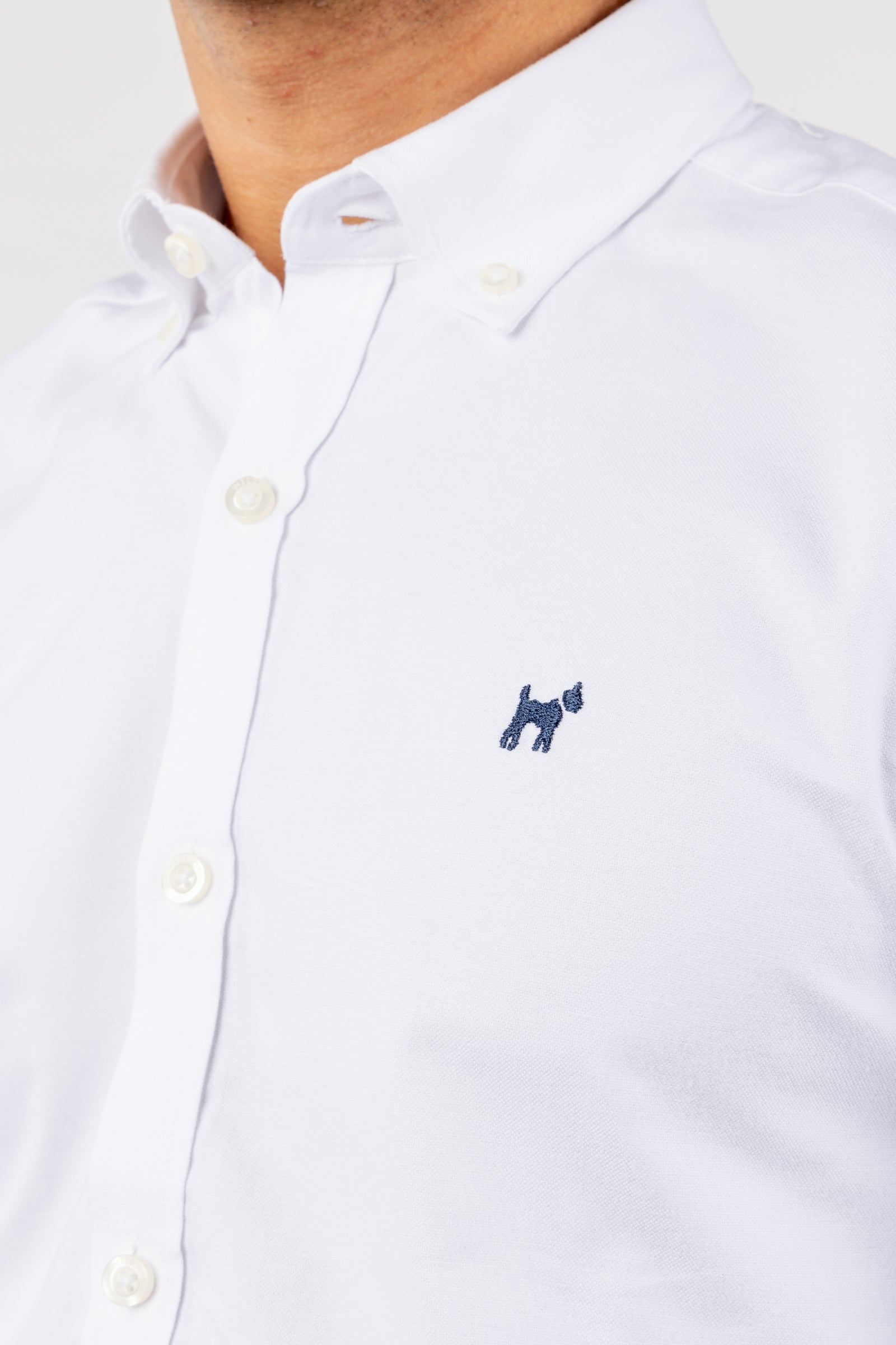 Camisa Oxford Blanco Acabado Brush