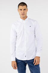 Camisa Oxford Blanco Acabado Brush