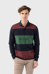 Polo Manga Larga Rayas Burdeos y Verde