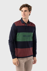 Polo Manga Larga Rayas Burdeos y Verde