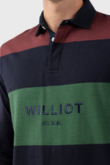 Polo Manga Larga Rayas Burdeos y Verde