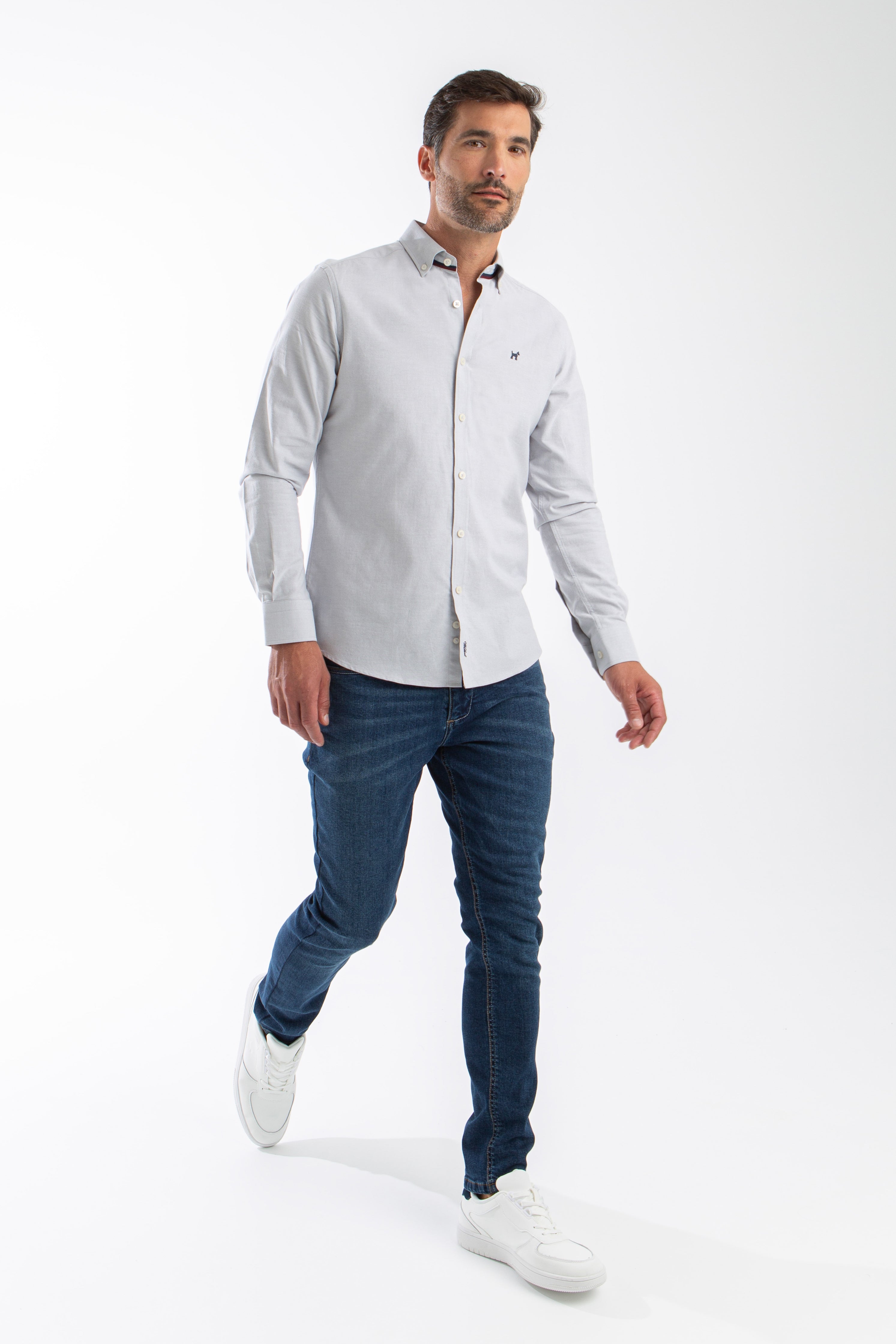Camisa Oxford Gris Slim Fit