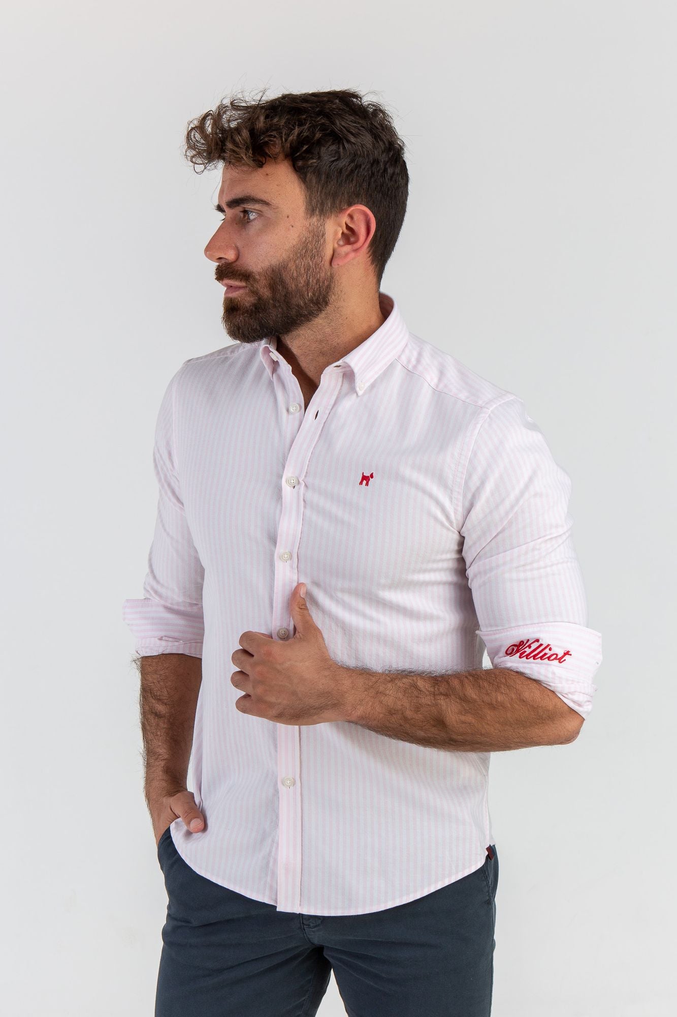 Camisa Raya Oxford Rosa Claro