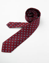 Corbata Burdeos con Flor Celeste