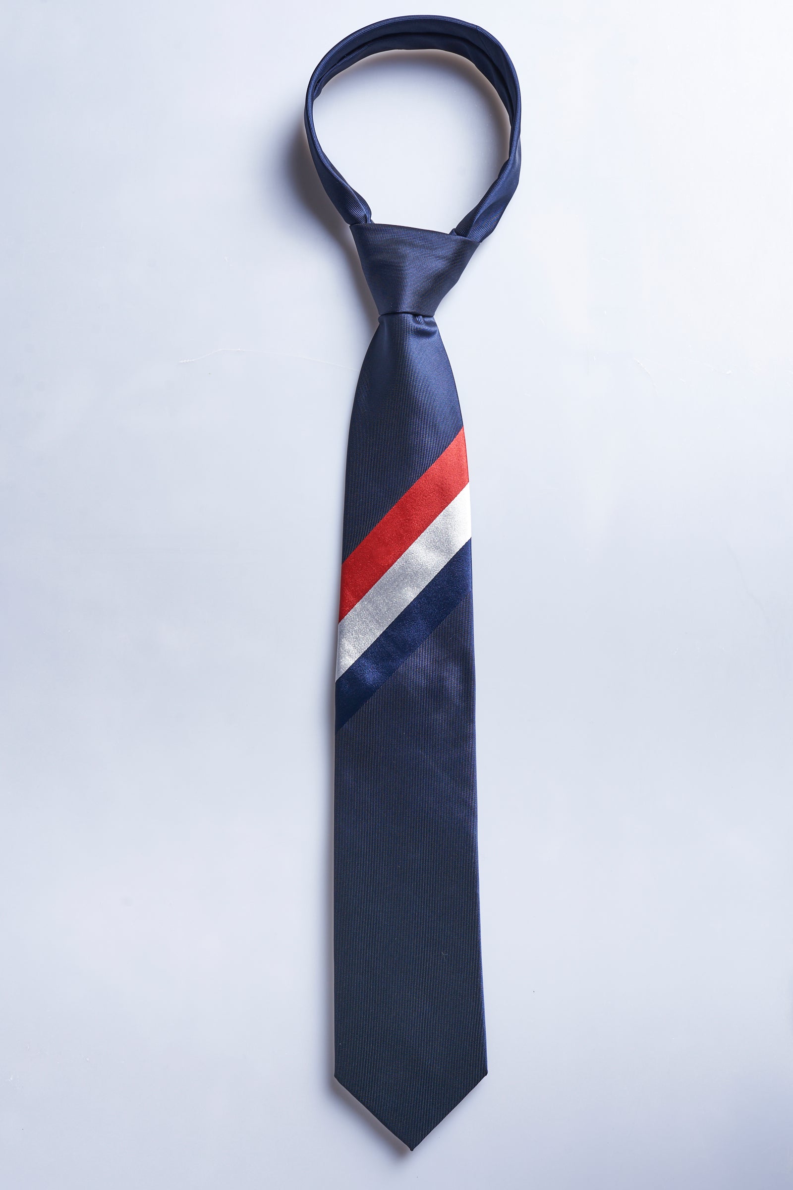 Corbata Marino Franja Marino Burdeos Blanco