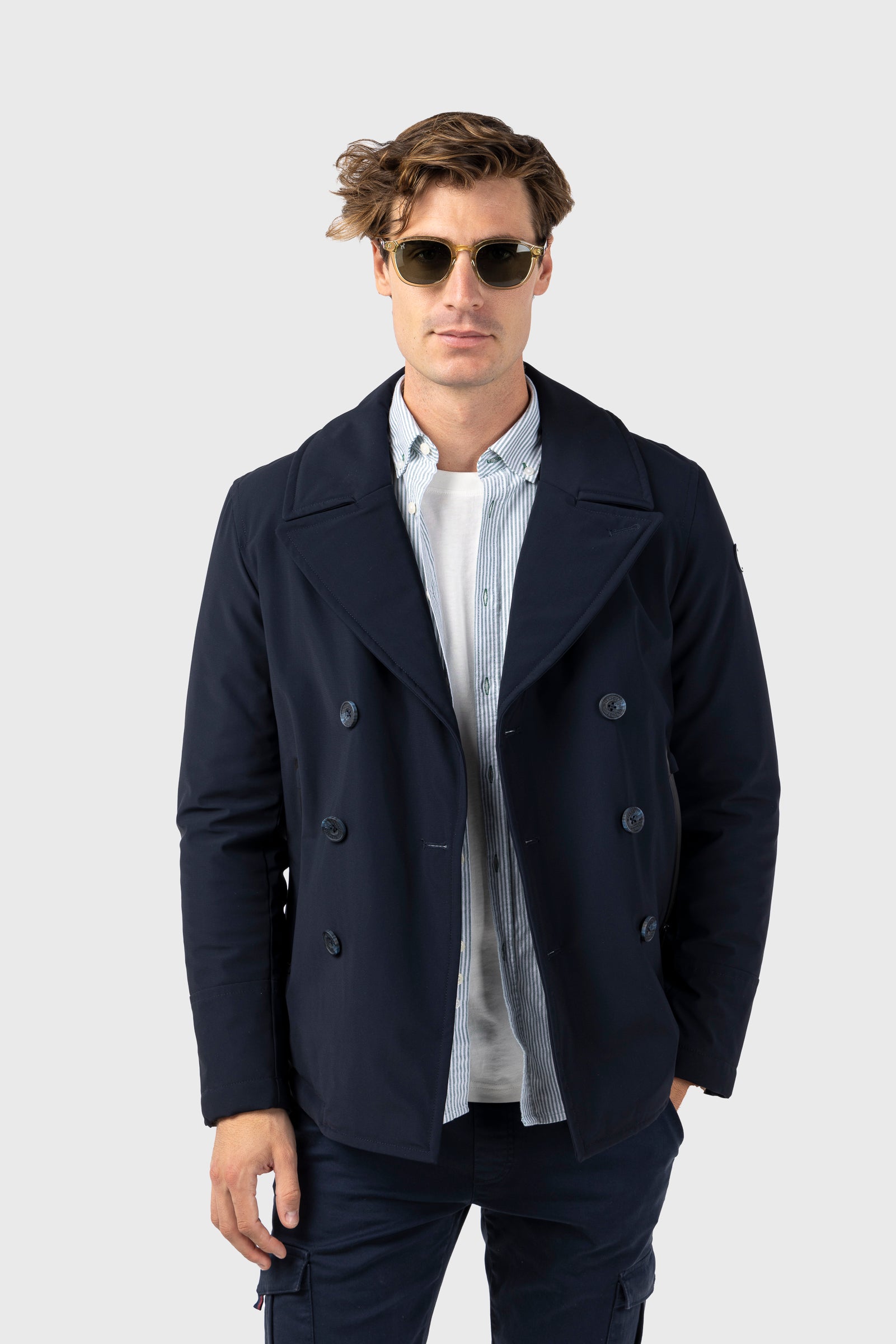 Parka Cruzada Impermeable Marino