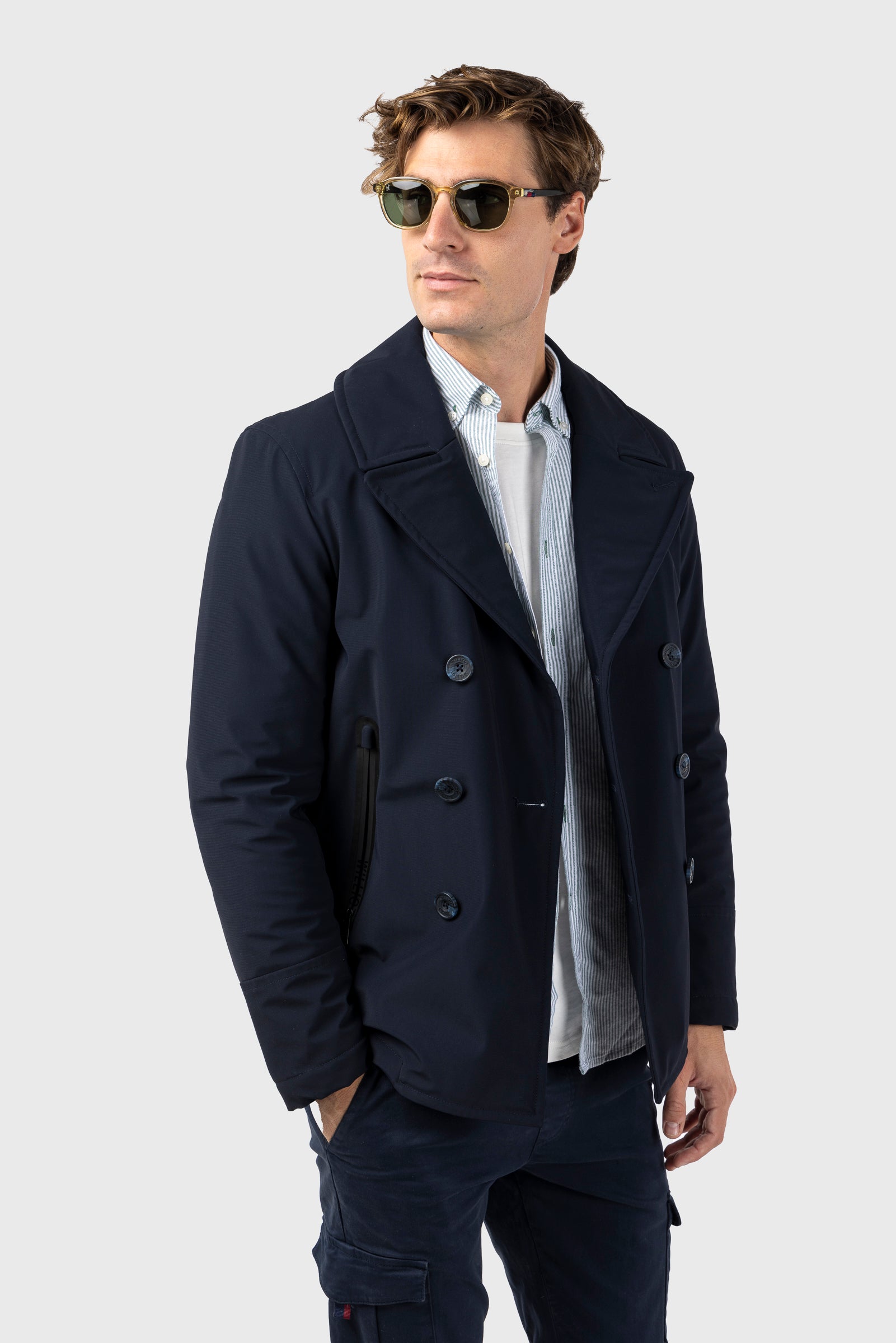 Parka Cruzada Impermeable Marino