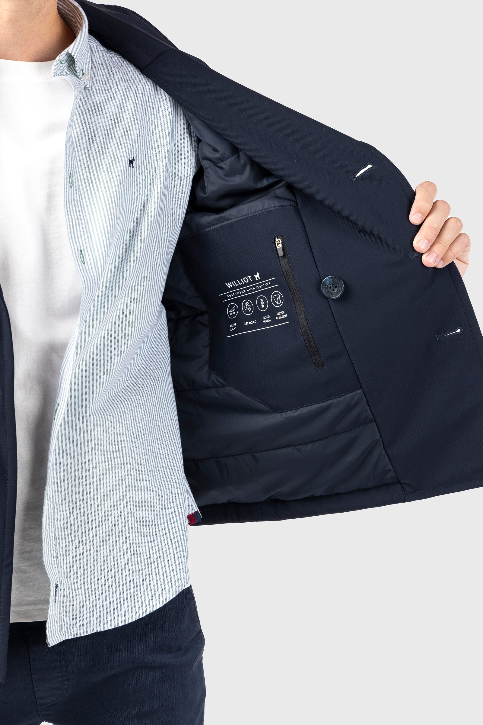 Parka Cruzada Impermeable Marino