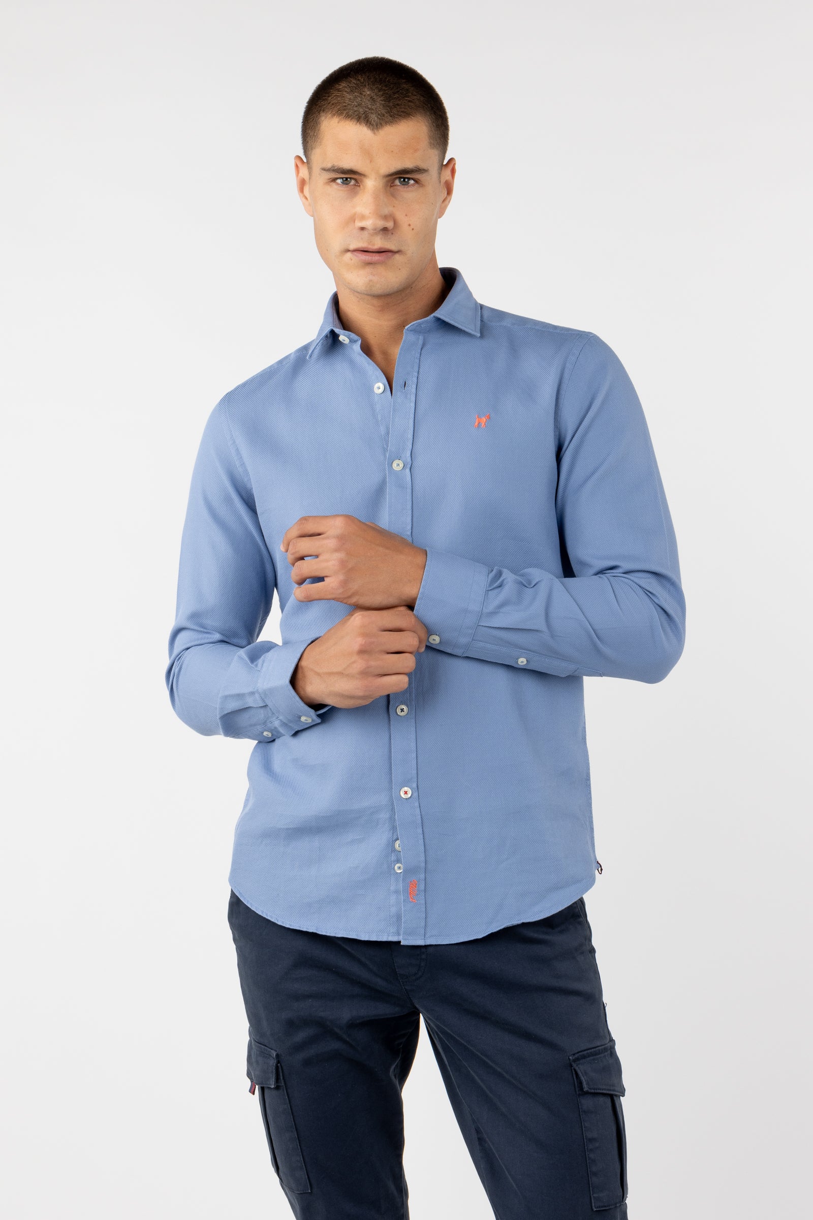 Camisa Micro Estructura Marino