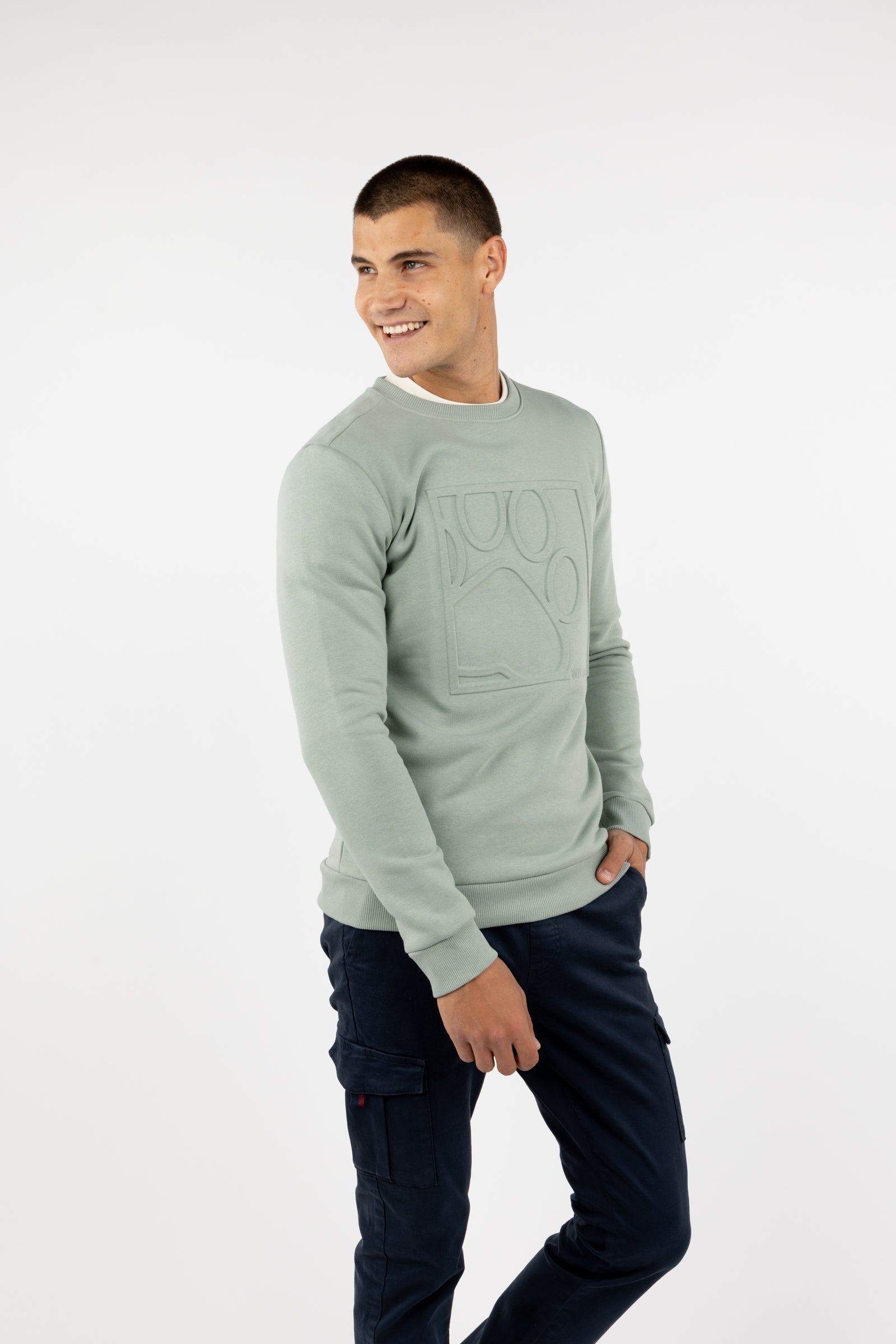 Sudadera Huella Relieve Khaki Suave