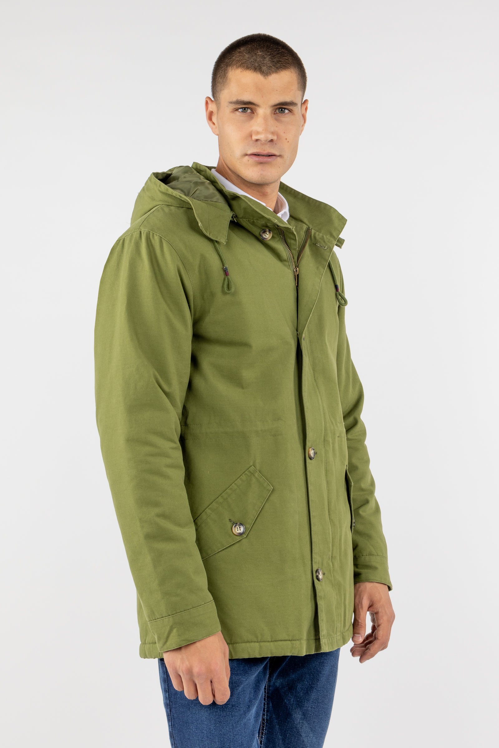 Parka Clásica Capucha Khaki