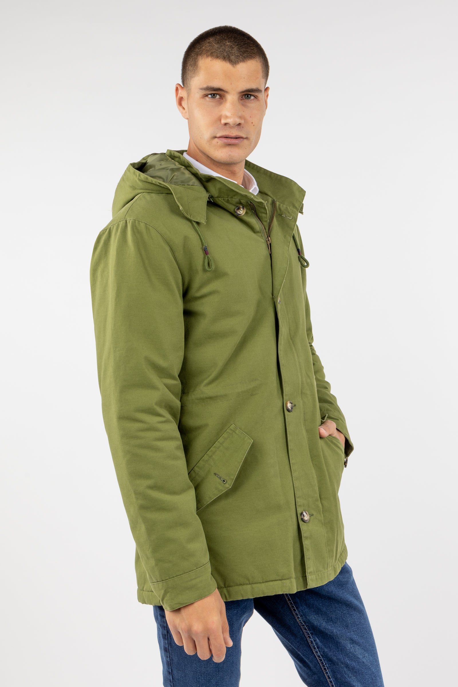 Parka Clásica Capucha Khaki