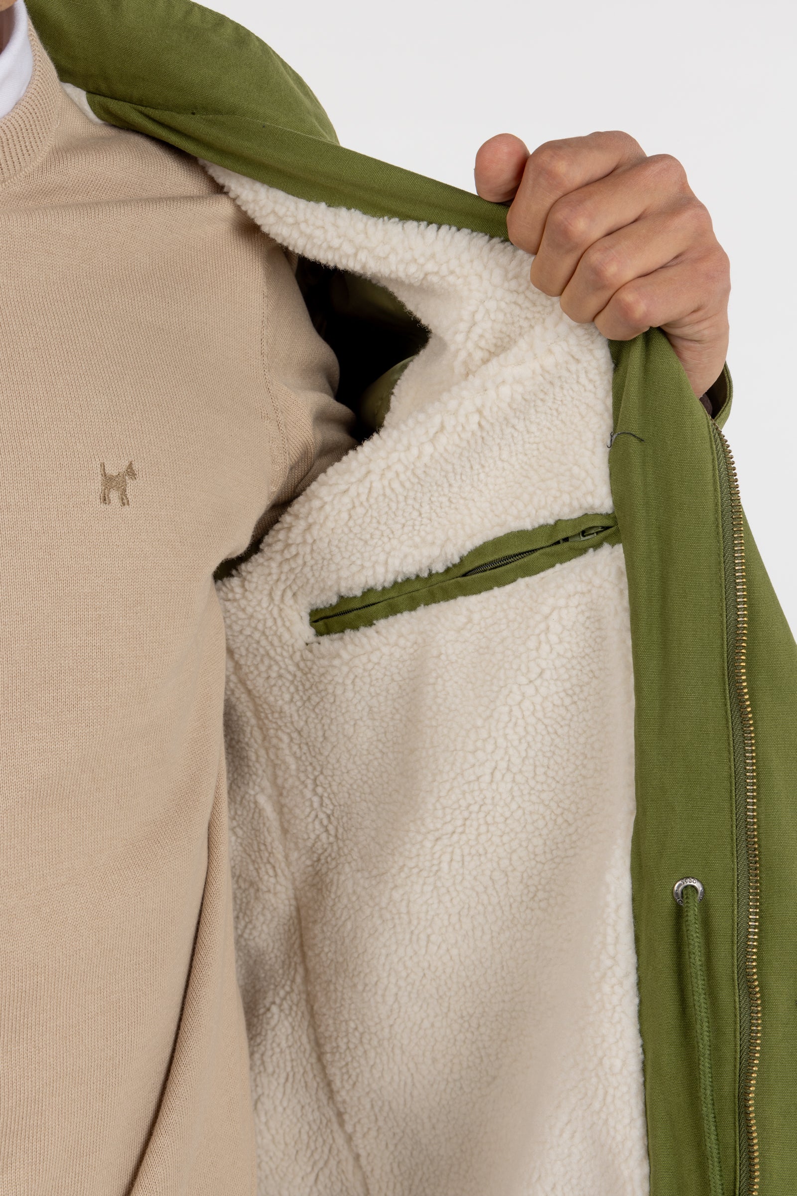 Parka Clásica Capucha Khaki