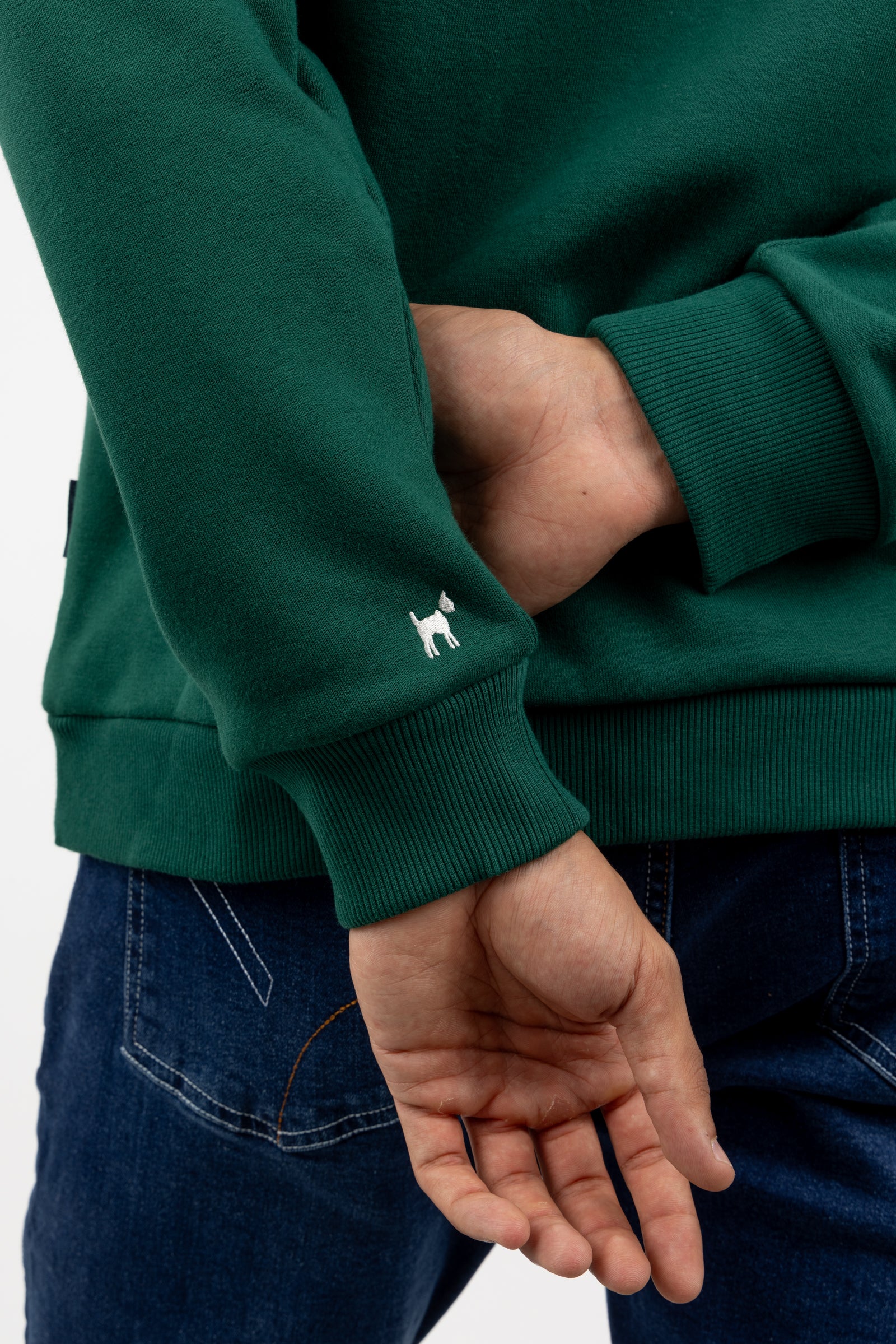 Sudadera Capucha Parches Verde Botella