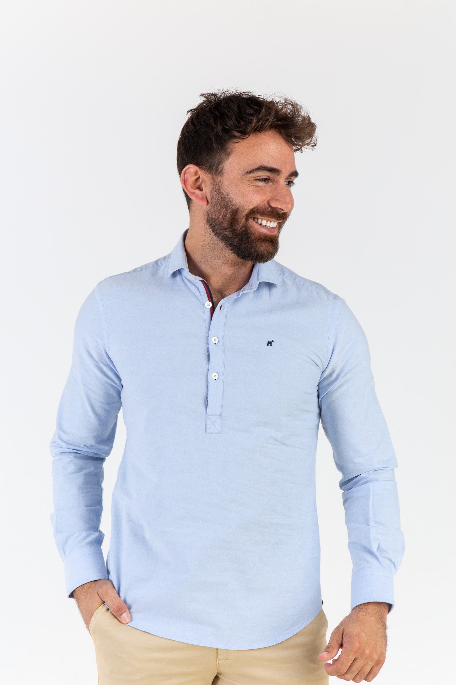 Camisa Polera Oxford Celeste