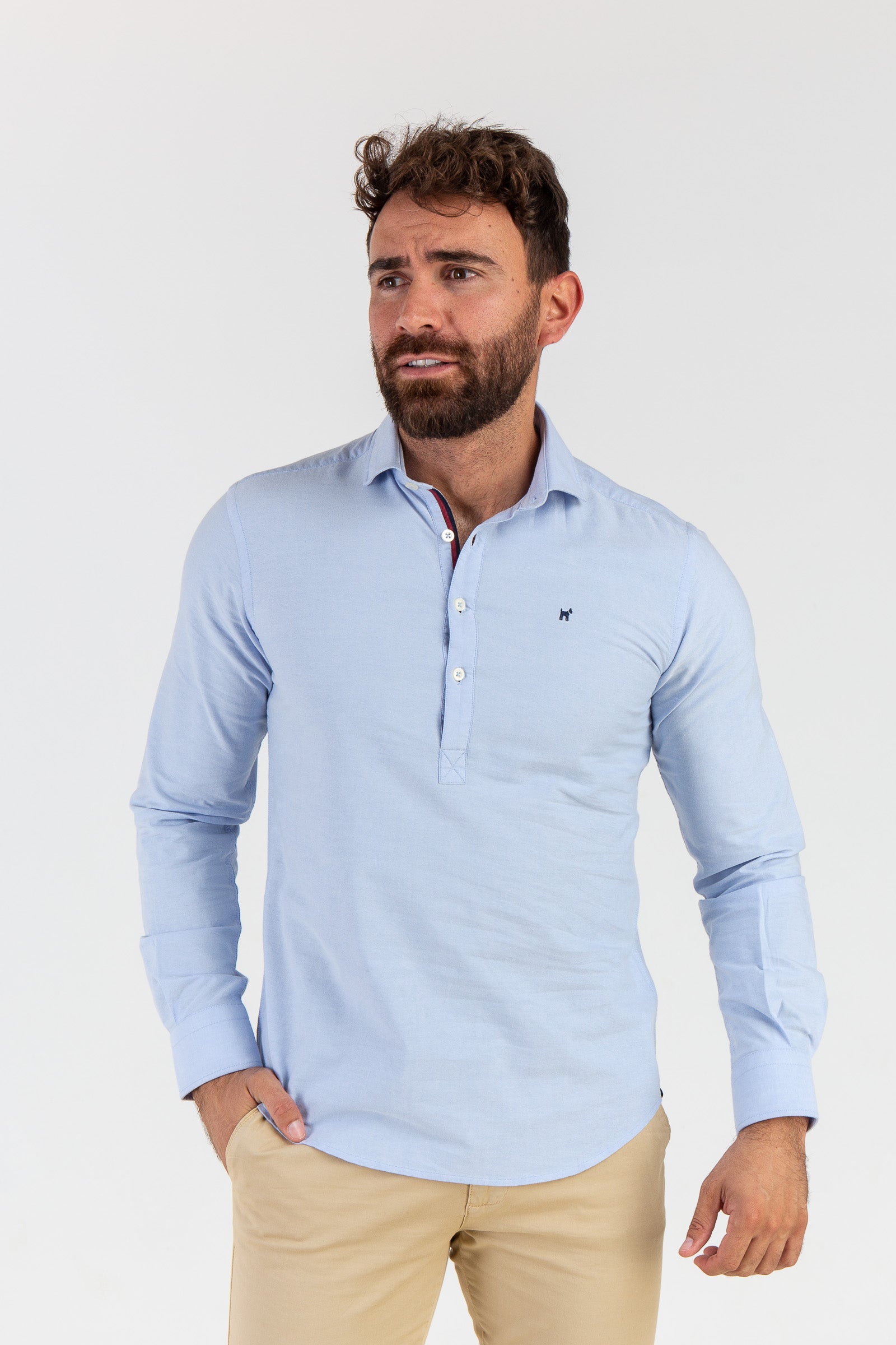 Camisa Polera Oxford Celeste