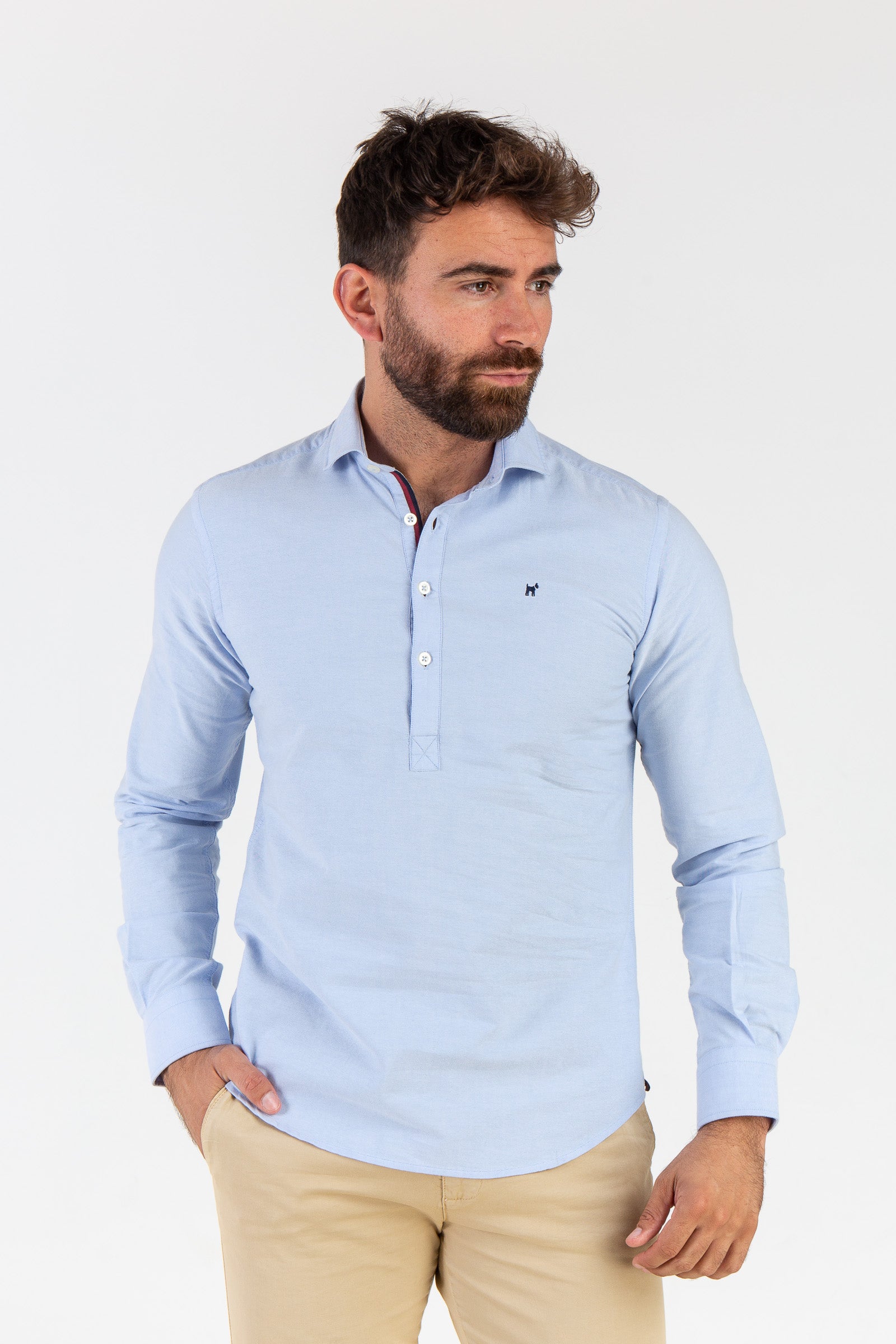 Camisa Polera Oxford Celeste