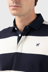 Polo Manga Larga Rayas Marino y Burdeos