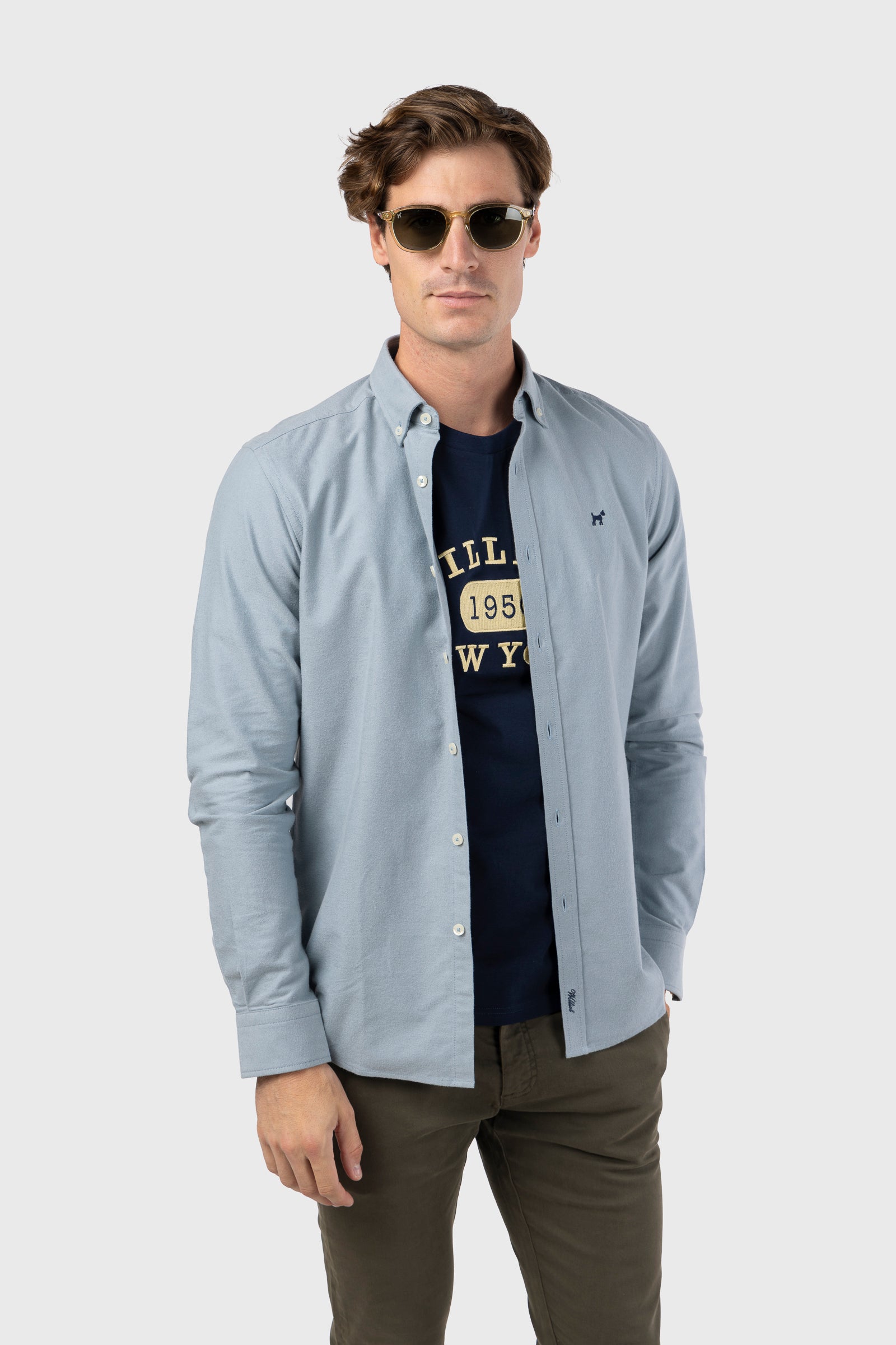 Camisa Oxford Pato Claro Acabado Brush