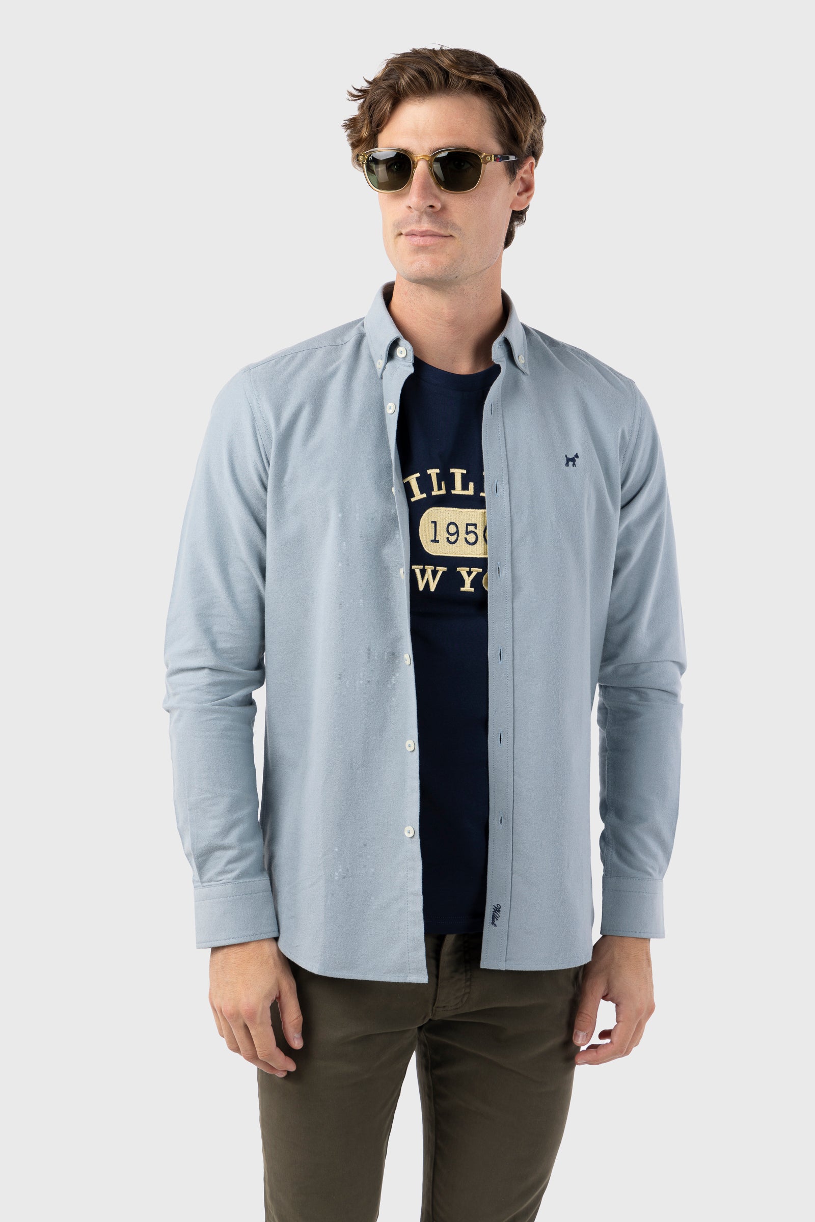 Camisa Oxford Pato Claro Acabado Brush