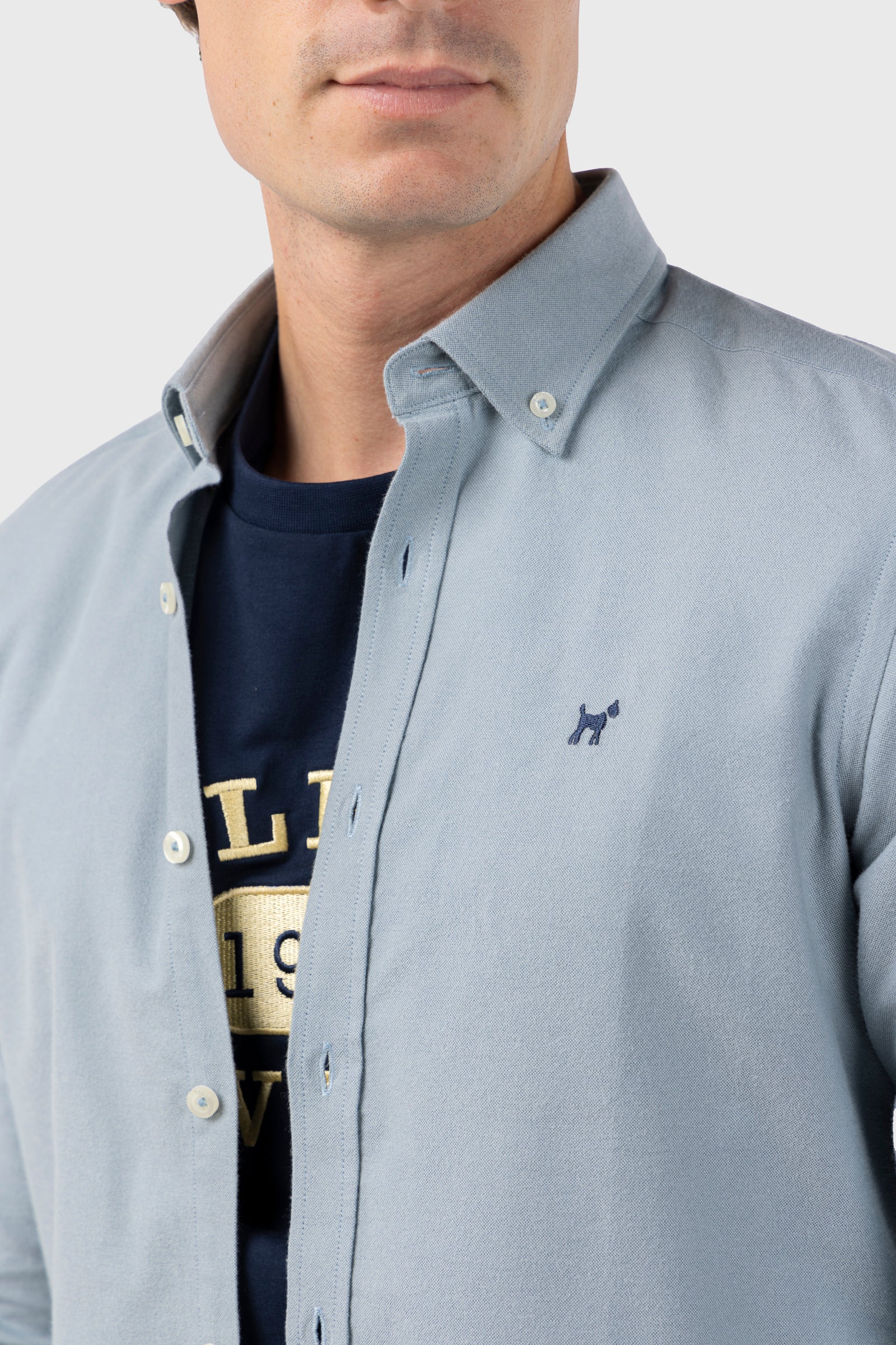 Camisa Oxford Pato Claro Acabado Brush