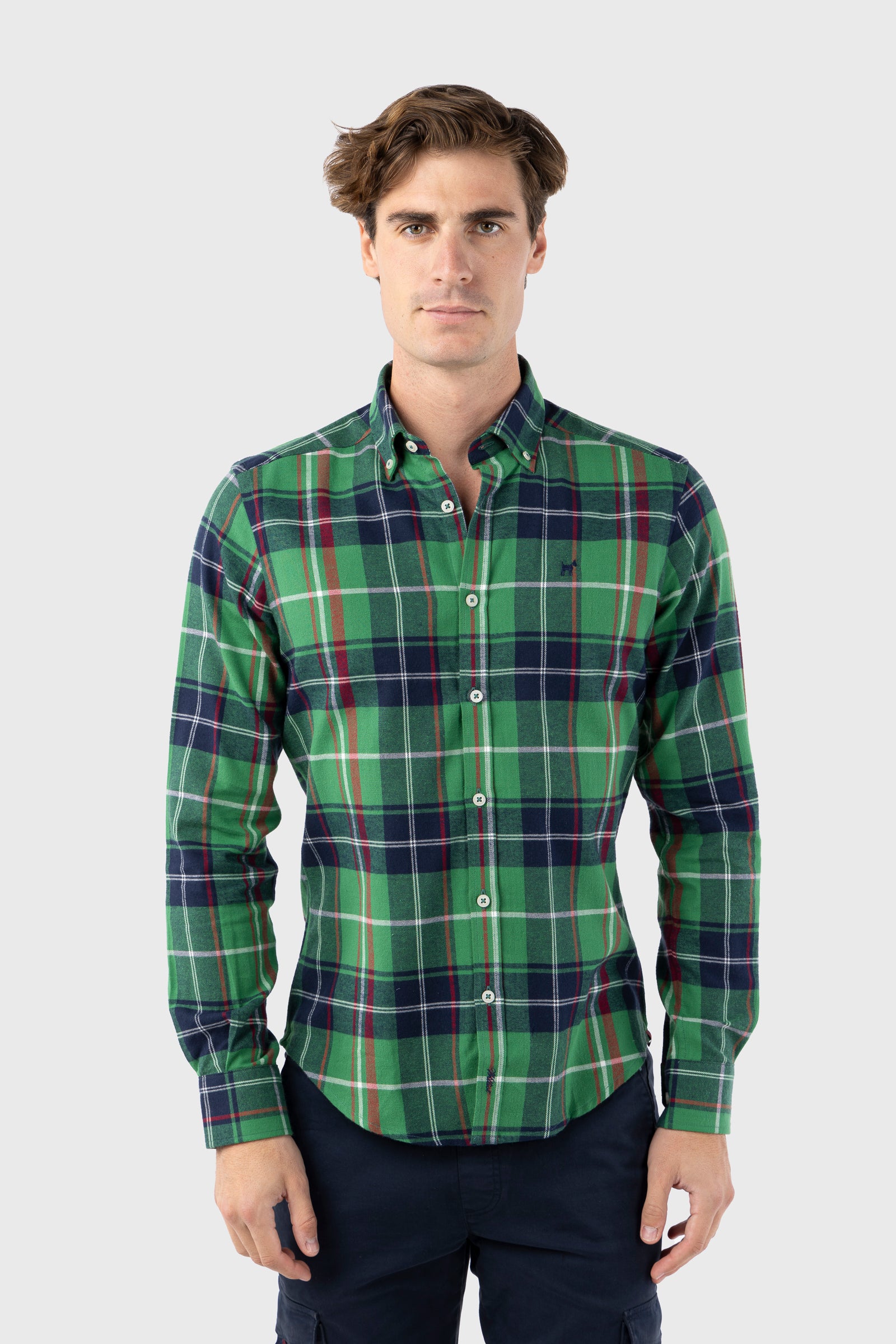Camisa Viella Marino Verde Slim Fit