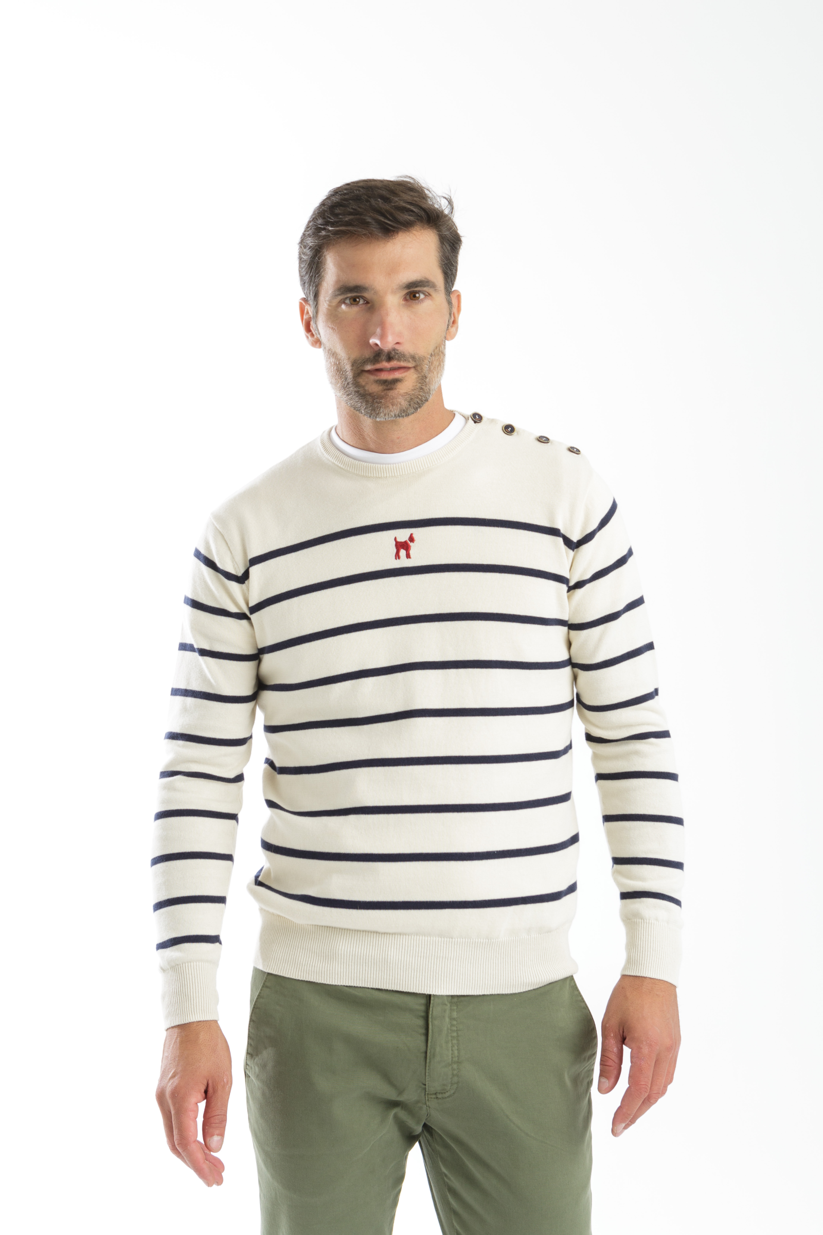 Jersey Marinero Crema con Botones en Hombro