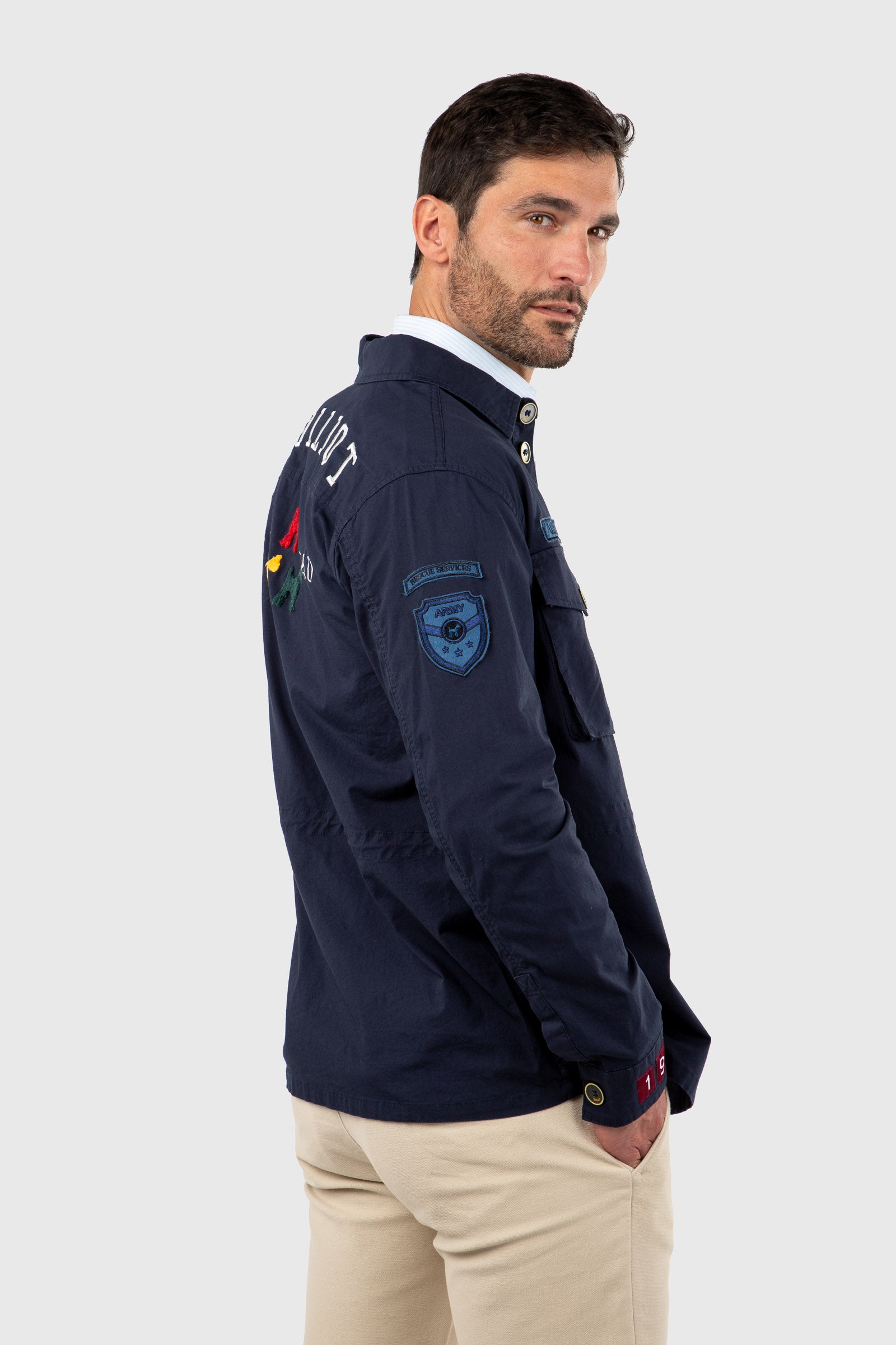 Sobrecamisa con Parches Azul Marino