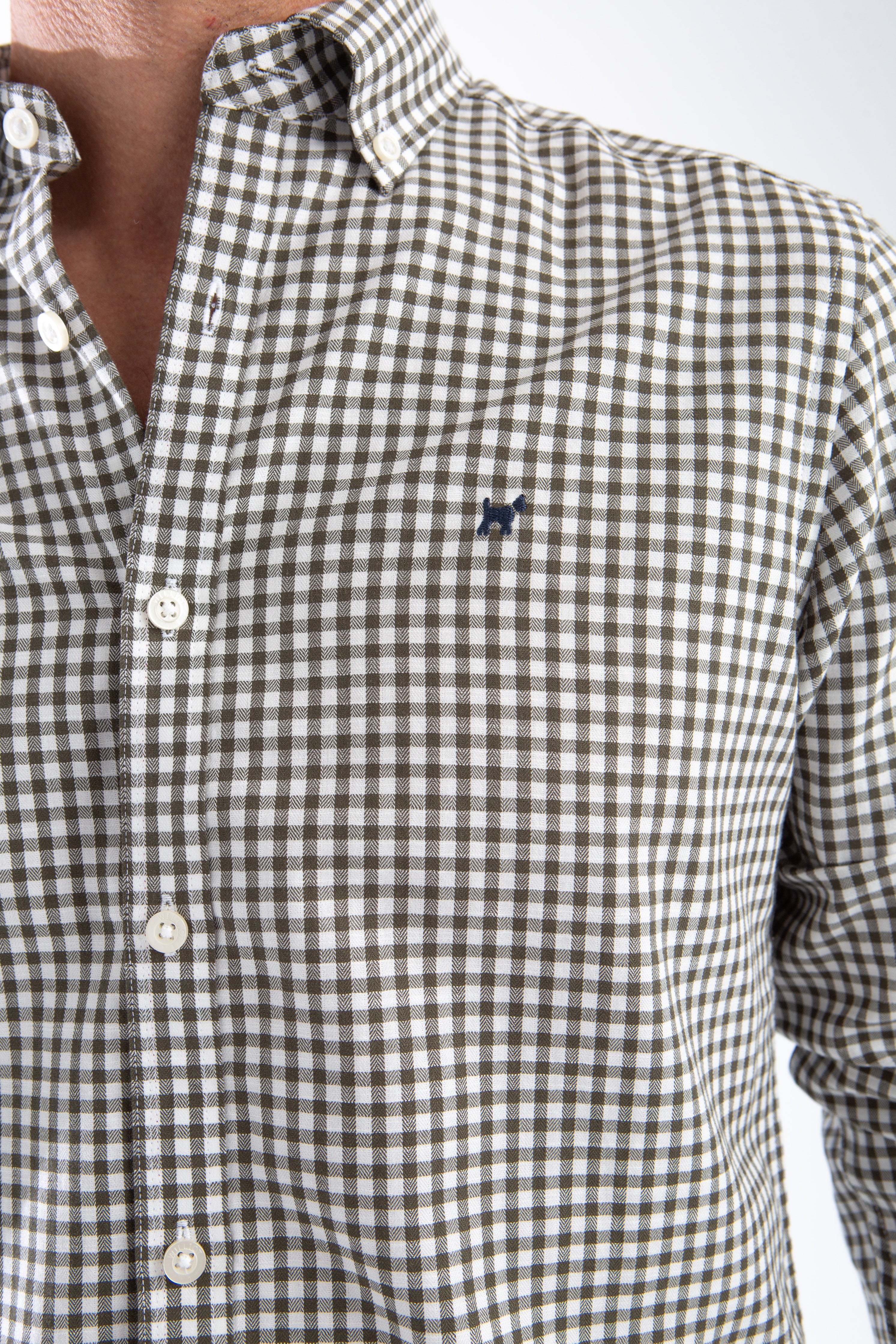Camisa Cuadro en Espiga Verde Botella